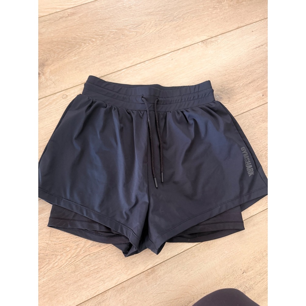 Gymshark Womens 2-in-1 Training Shorts Black Double Layer Running Gym Size S